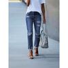 Womens High-Waisted Straight Cut Distressed Denim Jeans Slim Fit Cotton Blend Casual Workwear
