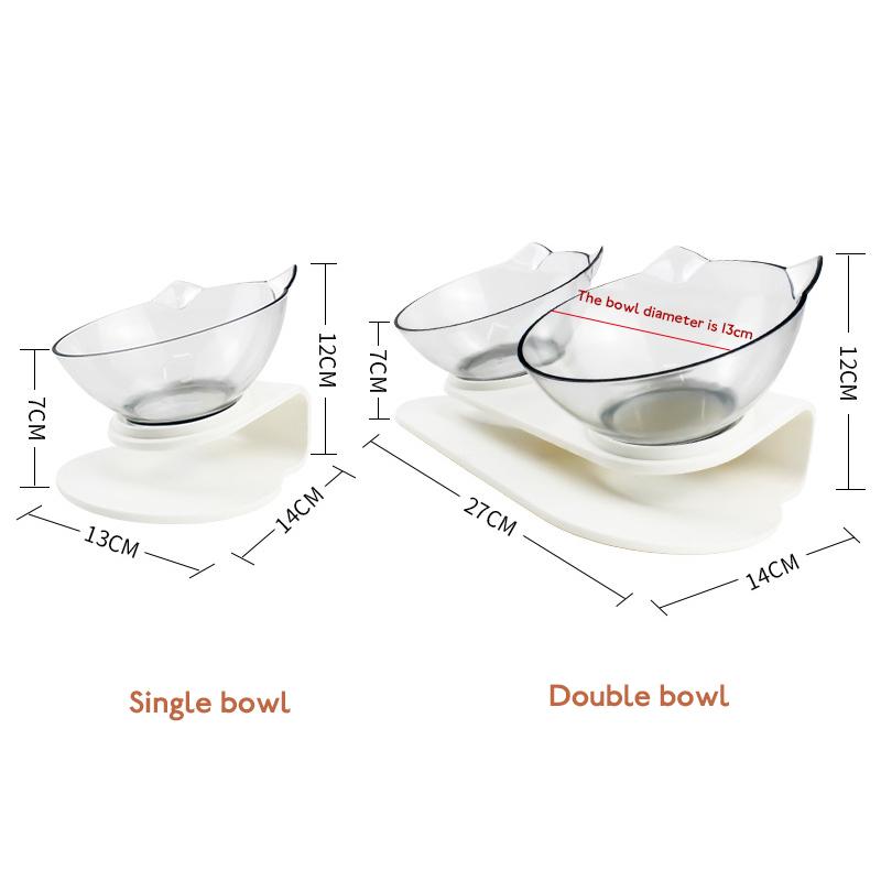 Cat Bowl Transparent Double Bowl Cat Food Bowl Water Bowl Basin Bowl Rack Dog Bowl Dog Food Basin Oblique Mouth Spine