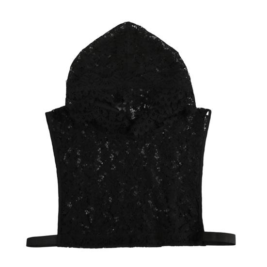 Women Fake Collar Hooded Sleeveless See-through Embroidery Lace Flower Fake Hoodie Hat Sweatshirt Accessory