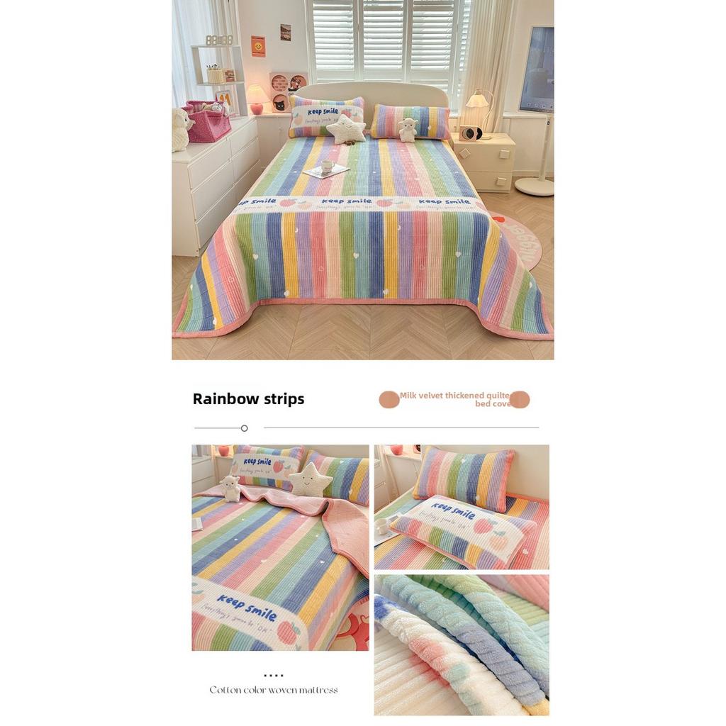 Zimní silný mléčný sametový přehoz na postel, tatami rohož s bavlněným kang přehozem, protiskluzová matrace, hřejivé prostěradlo z korálového sametu