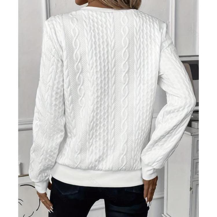 2024 Women's Loose Casual Hoodie Long Sleeve Solid Color Textured Tops Half Open Collar Autumn Winter Fashion