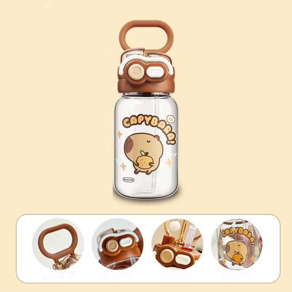 Cartoon Capybara Water Bottle Plastic Outdoor Beverage Cup Cute Straw Cup