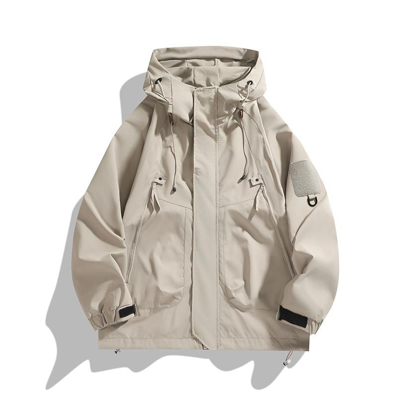 Men Hooded Casual Outdoor Jacket Windproof Waterproof Hiking Sports Coat