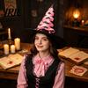 Creative Halloween Witch Hat, Reusable Oxford Cloth Pointed Wizard Hat for Costume, Carnival, Masquerade, Cosplay Party Black