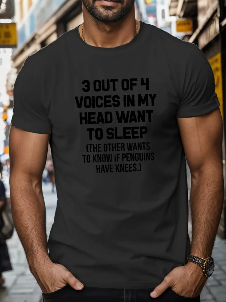 Mens Humorous Penguin Quote Graphic TShirt Black Casual Short Sleeve Round Neck Tee Machine Washable AllSeason Comfort Top