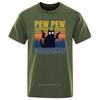 Pew Pew Madafakas T-shirt Herr Kortärmad Nyhet Rolig Katt T-shirt Bomull Överdimensionerade Toppar Skjortor T-shirt Rundhalsad Streetwear T-shirts