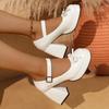 Hot Selling Buckle High Heels Pumps Women 2025 New Spring Fashion Black Chunky Platform Lolita Shoes Woman Bowtie Thick Heel