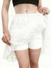Women's Elastic Waist Irregular Lace Ruffle Mini Skirt Romantic Ballet Style Sheer Layered Skort