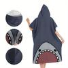 Funny Shark Flat Print Hooded Beach Towel Quick Dry Surf Poncho Changing Robe for Women Adult Swimming Travel Pool Bath Mat