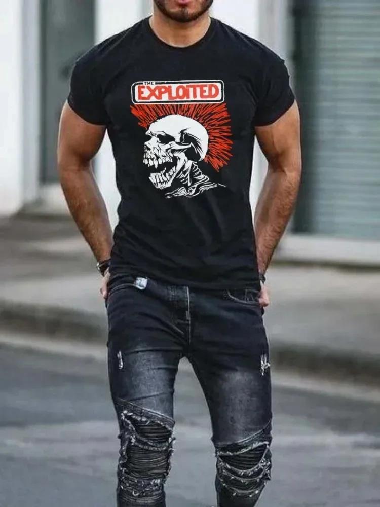 Tričko Skull Exploited Unisex Gotické Trendové Tričko Unisex Topy Harajuku Punk Oblečení Unisex Grafická Trička Retro Ležérní Streetwear