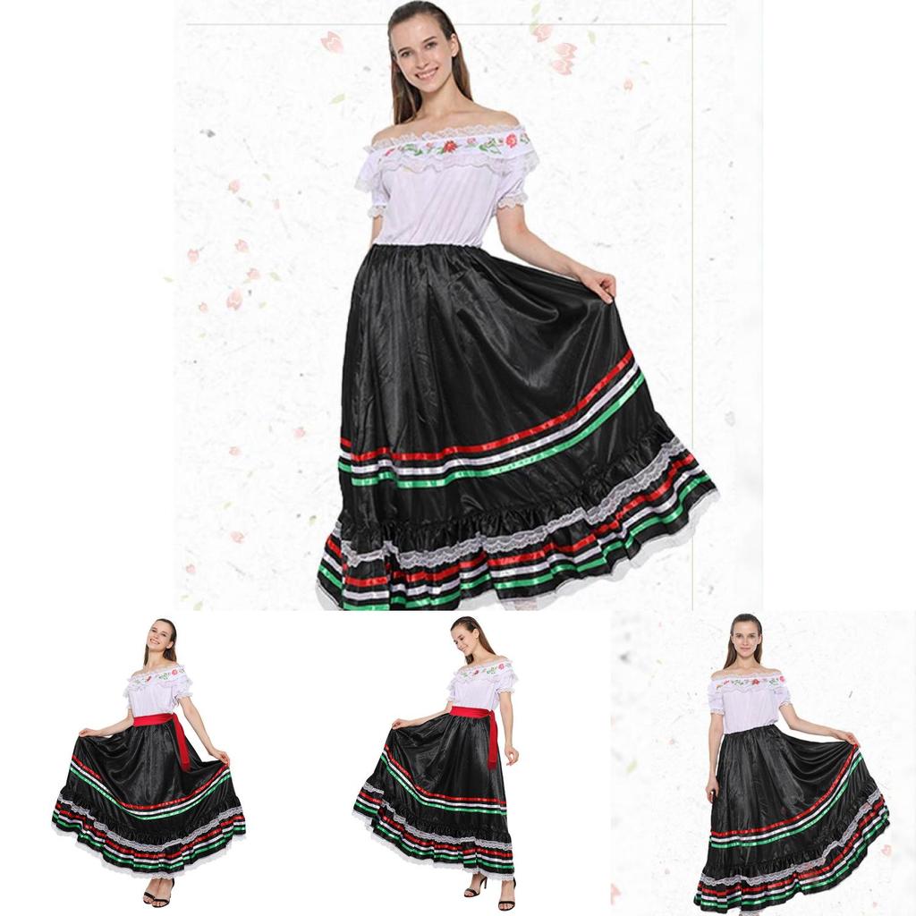 Folkinspired Girl Dress With Ruffle And Lace Elements For Halloween And Stage Dress Up