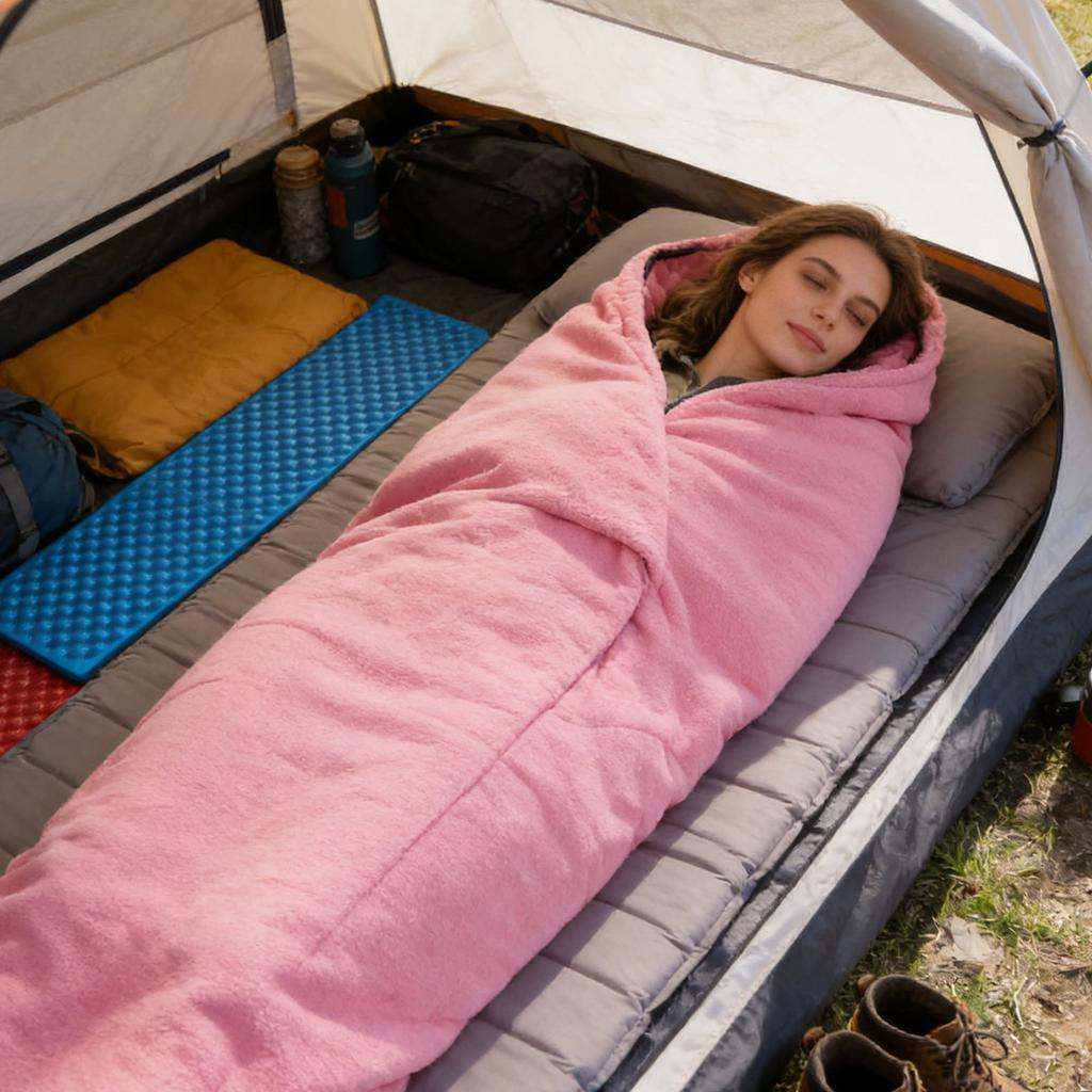 Fleece Sleeping Bag, Midday Nap Blanket, Camping Travel, Extra Thick And Breathable.