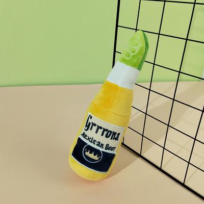 Dog Plush Toys Pet Squeaky Champagne Wine Bottle Shape Toy Dog Bite-Resistant Clean Teeth Chew Toy Interactive Toy Pet Supplies