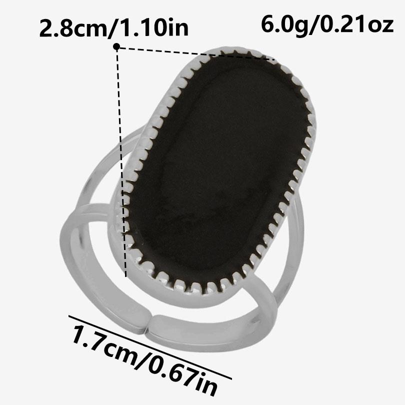 Different Style Silver Color Ring Black Oil Drop Open Adjustable Stainless Steel Rings For Women Men Accessories Enamel Jewelry