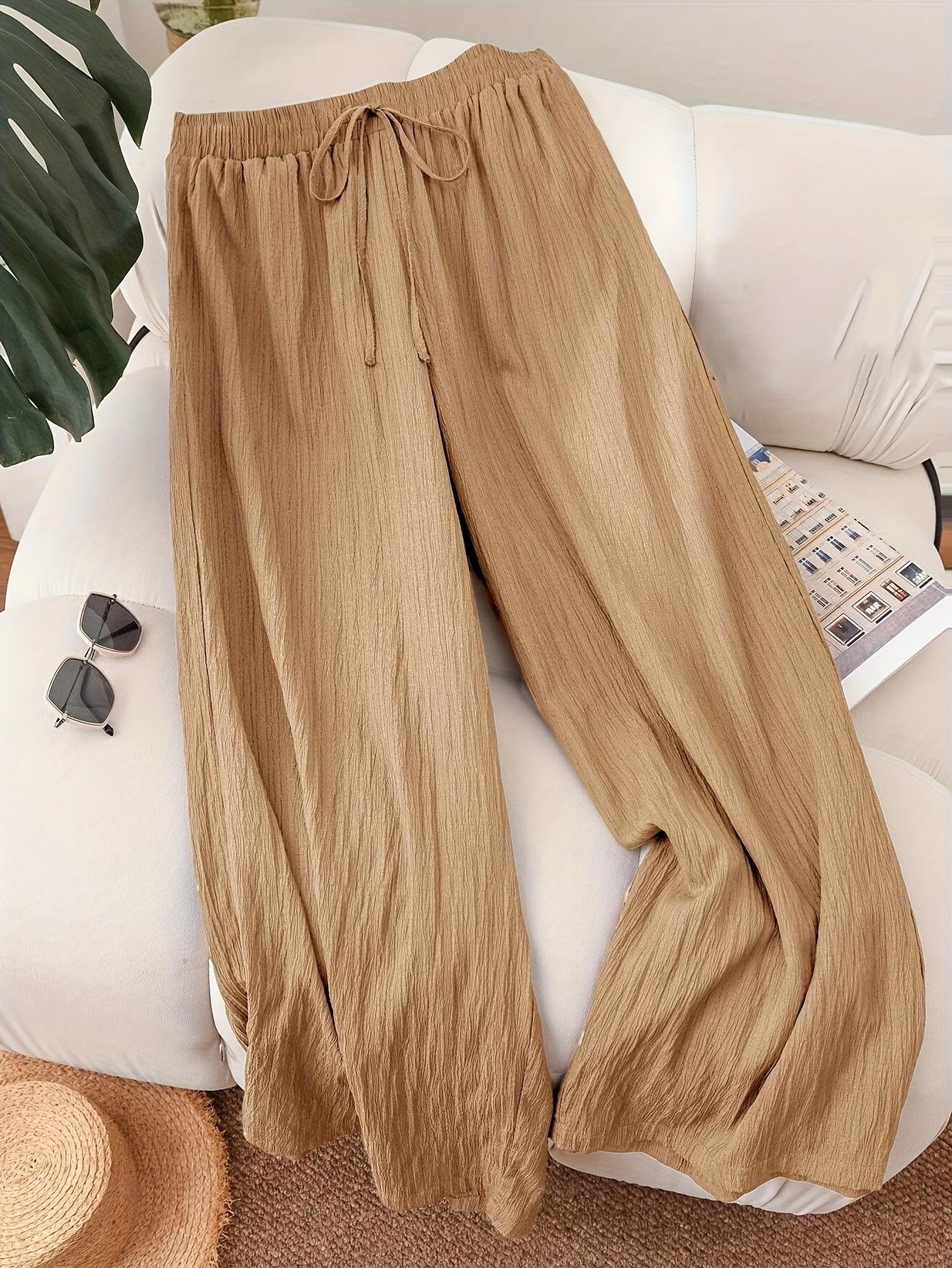 

Большой размер Удобная женская летняя деловая повседневная пляжная одежда, Стильные брюки широкие от бедра для поездок на работу, Свободная одежда для отпуска, Летние брюки 5XL