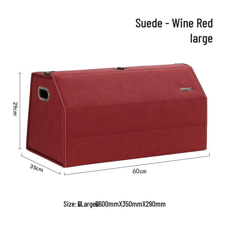 Großer Kofferraum-Organizer für das Auto, Leder mit Schafsfellmuster, Aufklappbares faltbares Design.