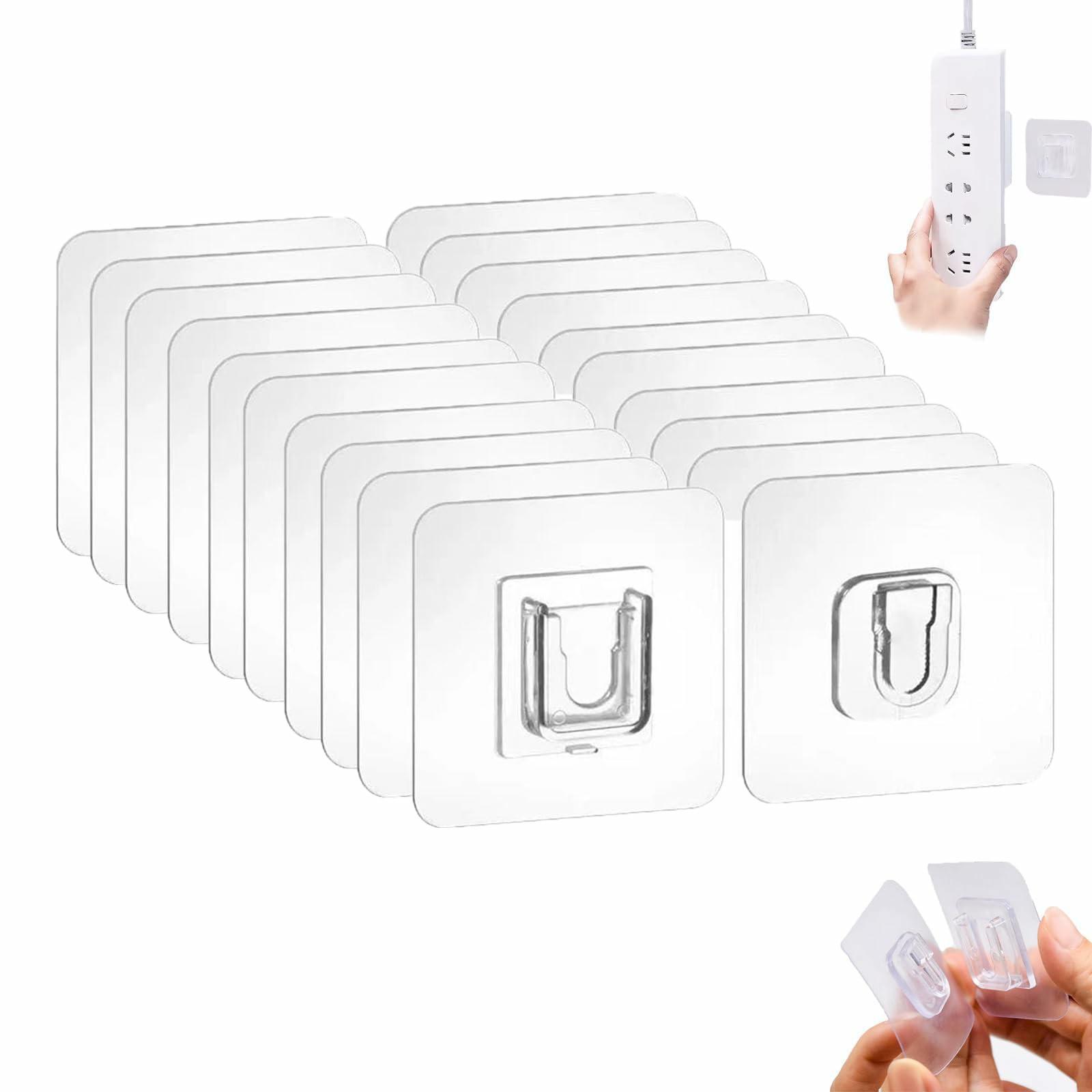 

10 Pairs Adhesive Wall Fixing Hooks PVC Traceless Snap-On Hook Power Strip Wall Hanger Type A