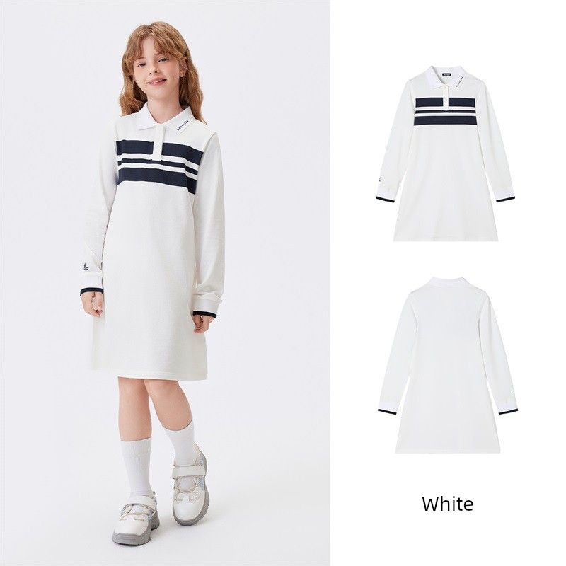 [Special Clearance] Navigare Italian Sailing Boat Children s Dress 2026 Spring and Autumn Girls  Dress Nvg Stadium Elite-White 160