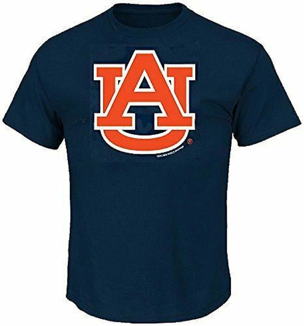 Auburn Tigers Mens Blue Giant Logo Short Sleeve T shirt S