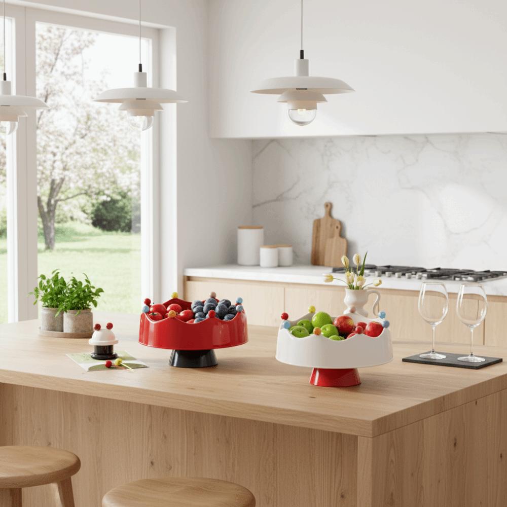 Crown Design Fruit Serving Plate Detachable Dry Fruit Tray Cute Fruit Bowl  with Fork  Living Room