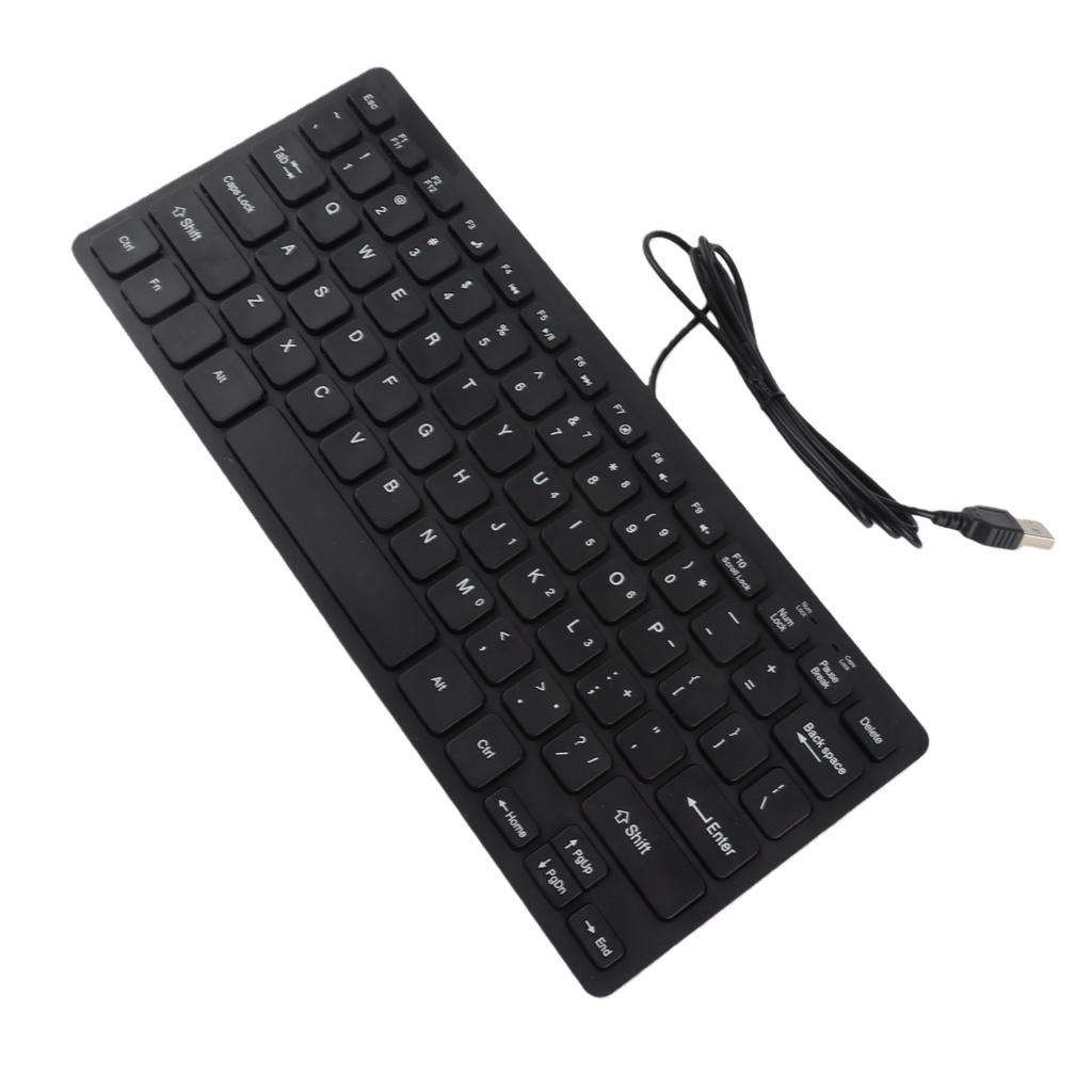 78 Keys Ultra Thin Mini USB Wired Keyboard for Desktop Computer Laptop PC (Black)