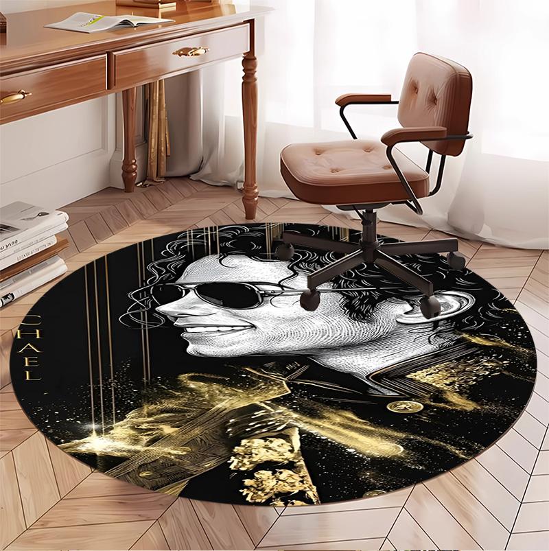 Covor rotund cu model Michael Jackson, Covoraș de interior/exterior, pentru picnic, sală de jocuri, dormitor, birou, sufragerie, Covor pentru decorarea casei, Cadou de ziua de naștere