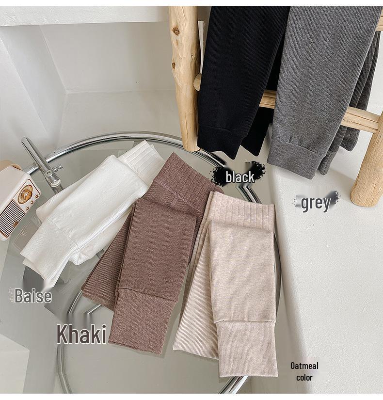 Korean Style Girls' Fleece-Lined Leggings: Thick, Warm Nine-Point Pants with Brushed Cotton Pantyhose for Autumn and Winter
