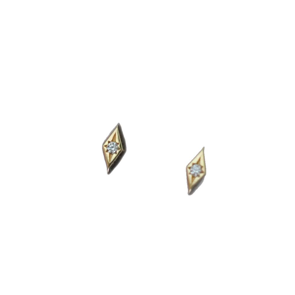 925 Sterling Silver Geometric Zircon Stud Earrings, Gold Plated Minimalist Diamond-Shaped Ear Piercing Jewelry for Women