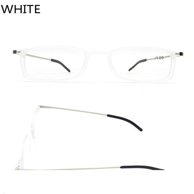 

Portable Hanging Neck Metal Frame Anti-blue Light Reading Glsses Men Ultra Thin Magnetic Presbyopic Glasses Spring Hinge Women +150 белый