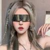 Y2K Future Warrior Randlose Brille Einteilige Linse Wrap-Around Cyberpunk Futuristisch Herren Damen Hip Hop Party Brille mit Spikes