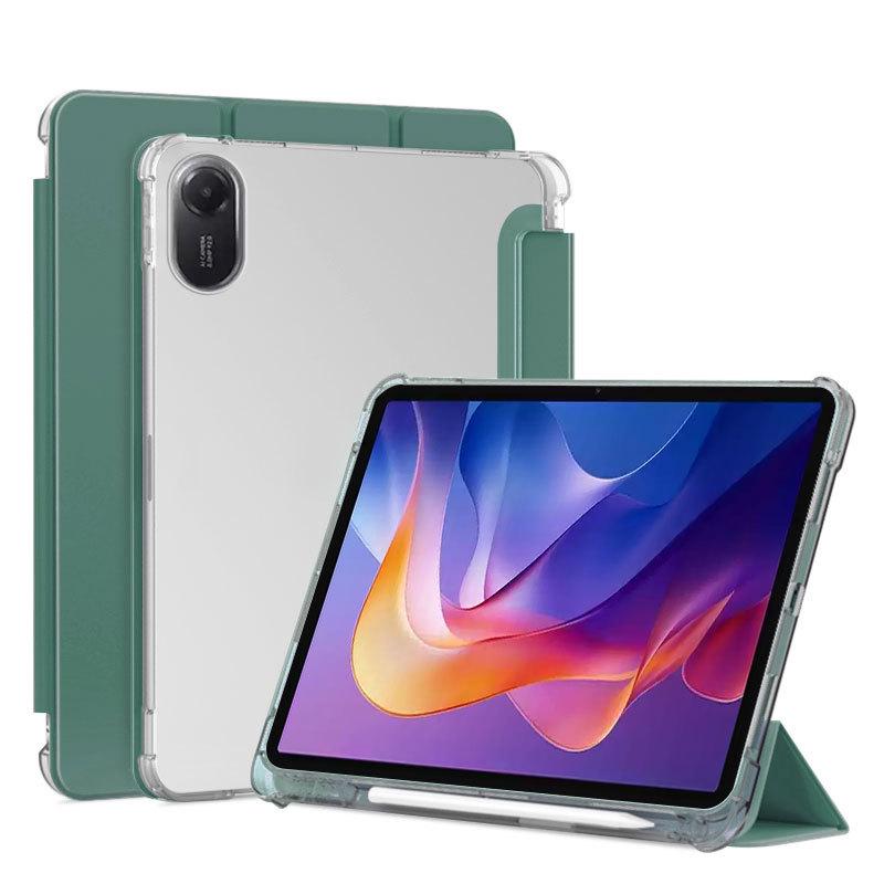 Husă de protecție magnetică triplă pliabilă Xiaomi Redmi Pad 2 cu suport pentru stilou, carcasă moale mată transparentă