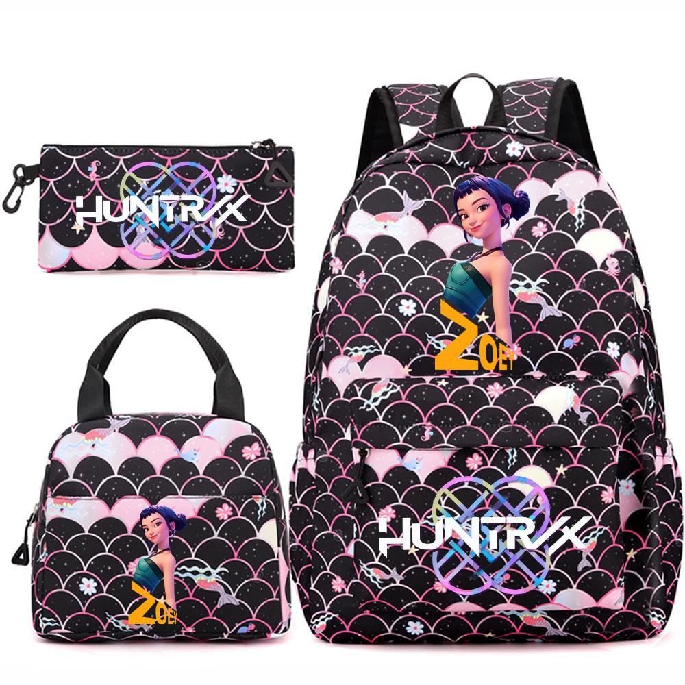 3Pcs/set Kpop Printed Backpack Handbag Pencil Case for Teenger Student Girl Boy Schoolbag Bookbag Large Capacity Travel Bag Kid Gift Mochila