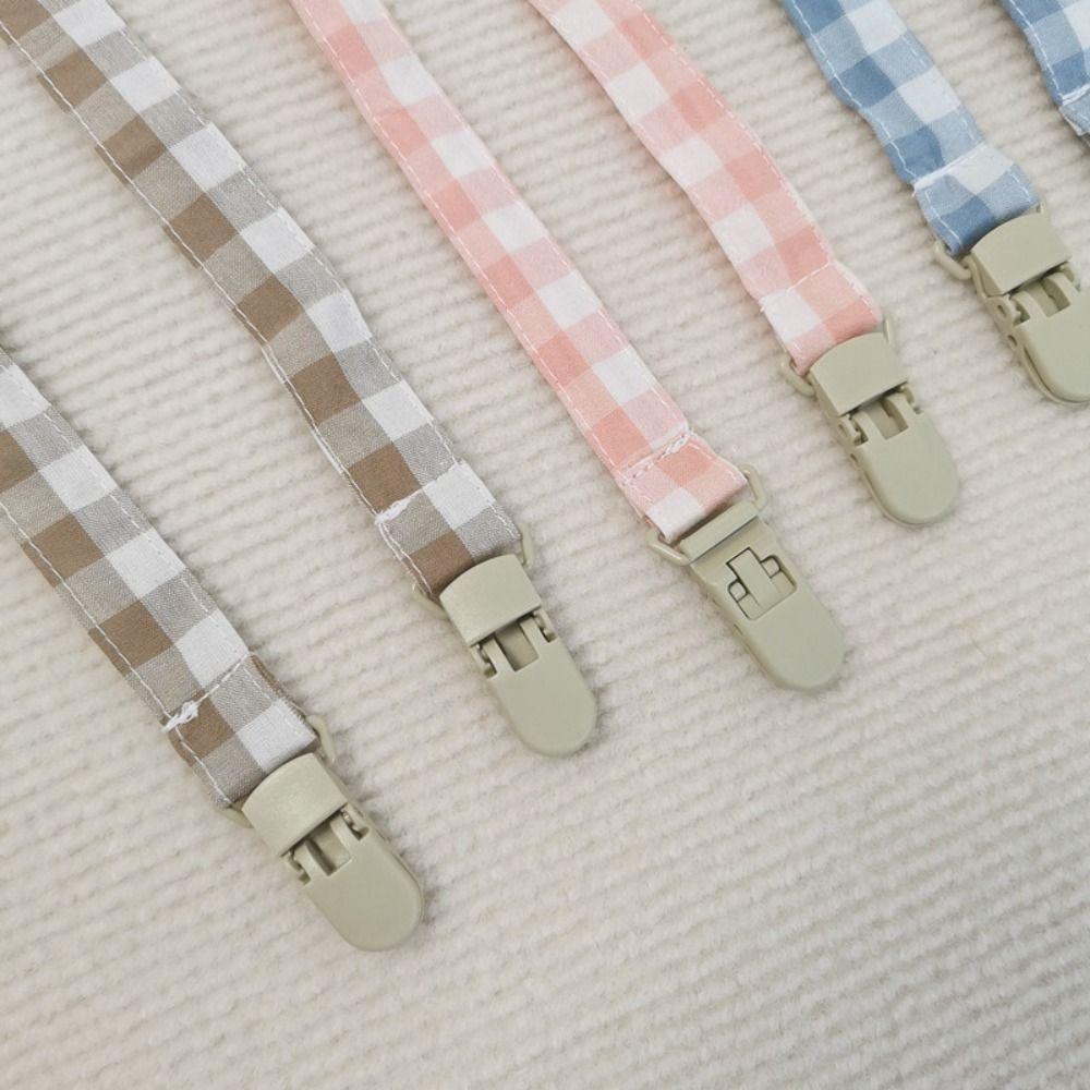Embroidery Soother Holder Lattice Nipple Holder Clips Colorful Baby Cloth Pacifier Chain Toddler