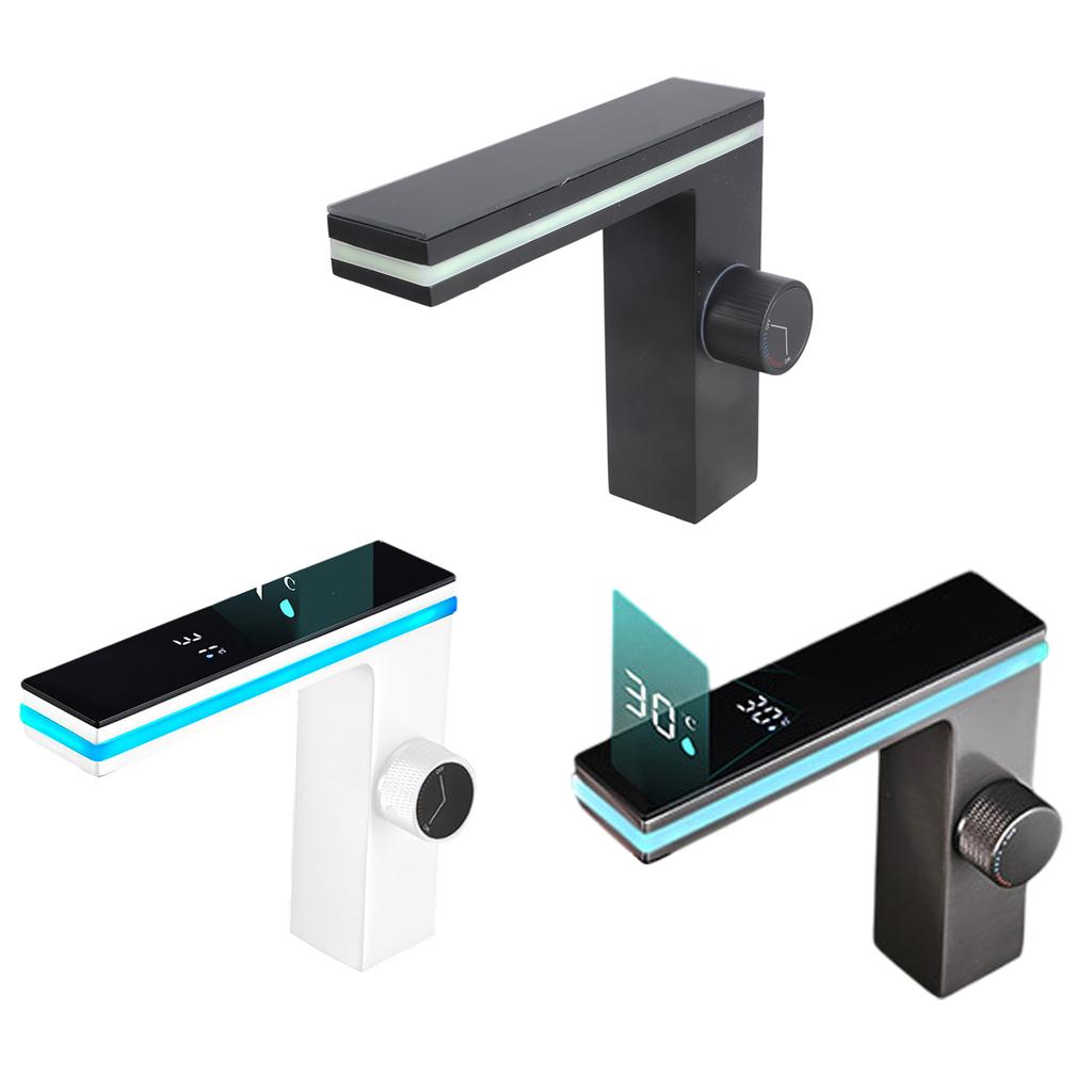 LED Washbasin Faucet with Digital Temperature Display Hot & Cold Water Mixer Tap LED Display Bathroom Sink Faucet