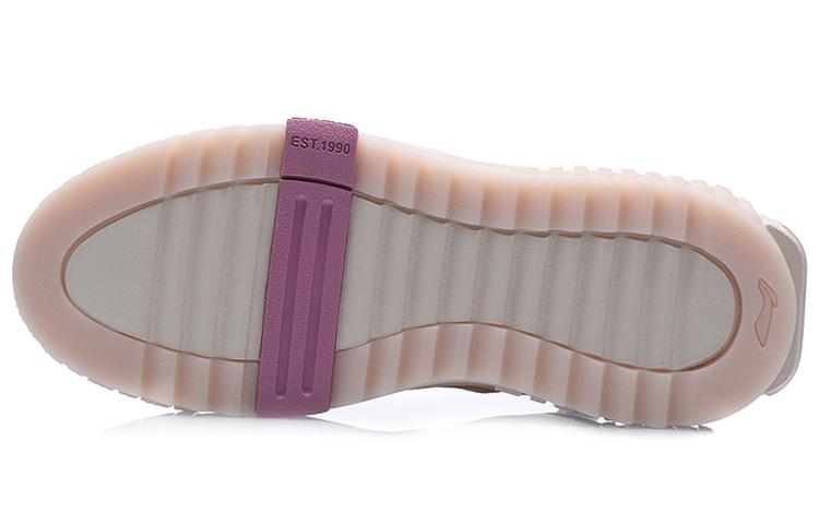 Li Ning 001 Unblock Slip Resistant, Abrasion Resistant, Lightweight Low Top Skateboard Shoes Women's White Purple AGCQ232-4