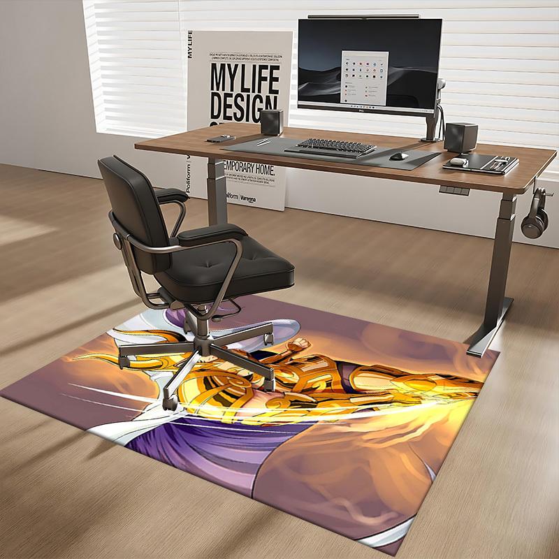 1pc Golden Saint Seiya Chair Mat - Anime Cartoon Design Office Rug, Non-Slip Carpet for Home Decor, Gaming Room, Seasonal Gift.R004