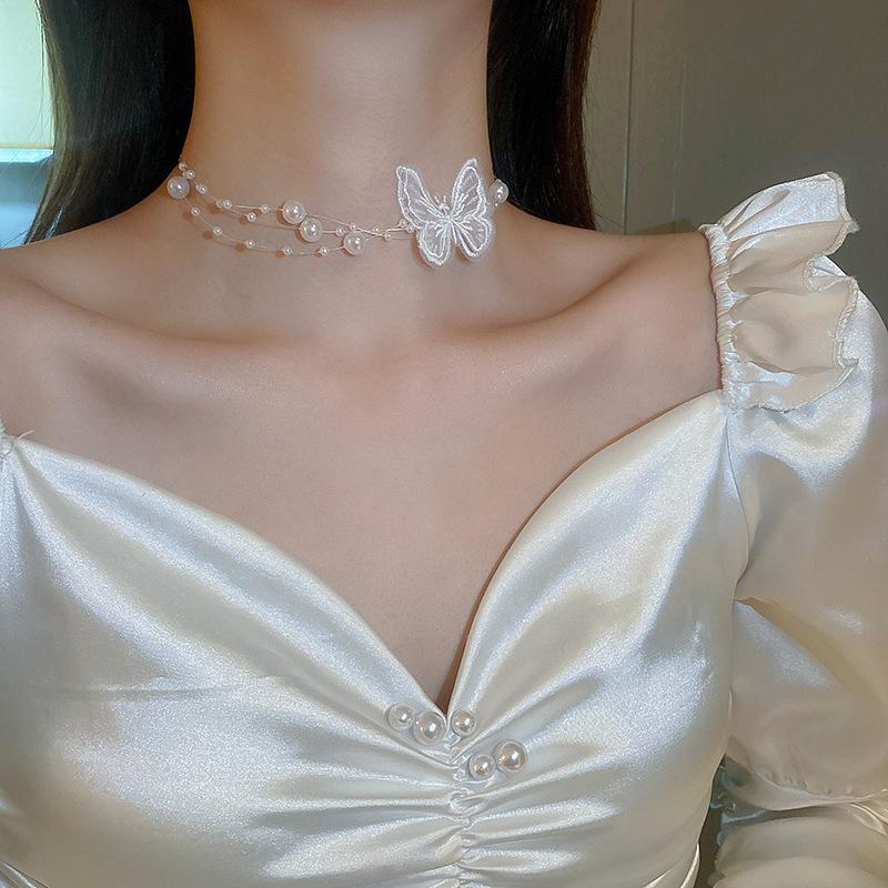French Vintage Baroque Pearl Necklace Summer Niche Premium Sense Clavicle Chain Light Luxury Versatile Necklace Women