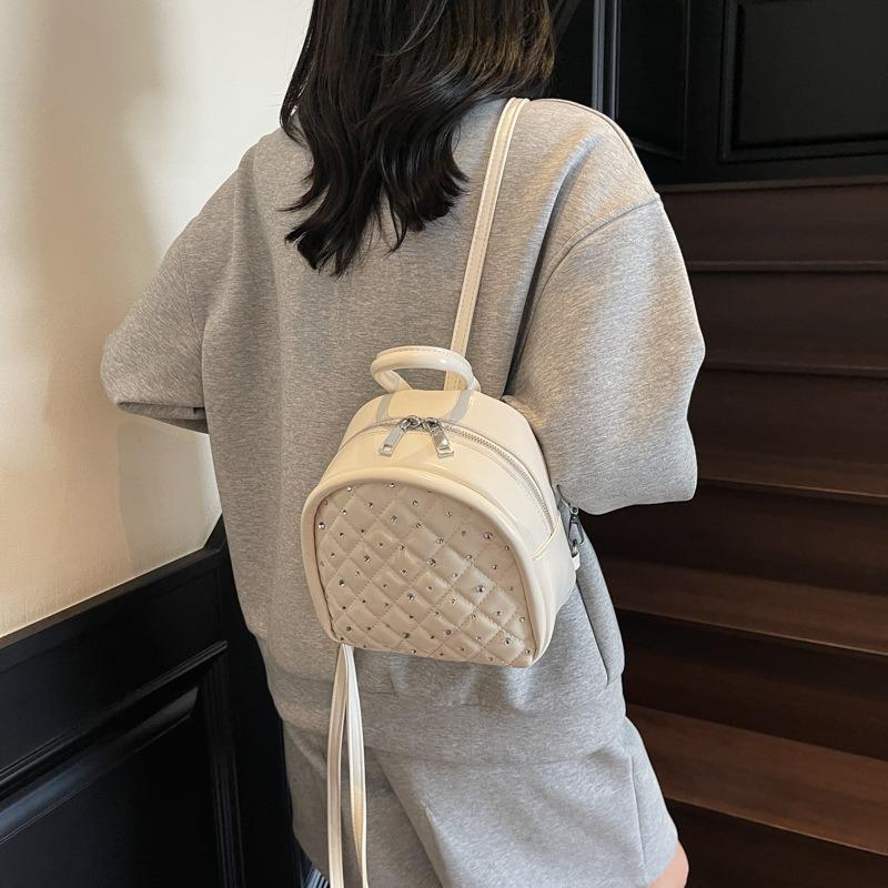 Mini backpack women's new fashion rhombus backpack summer leisure travel small bag