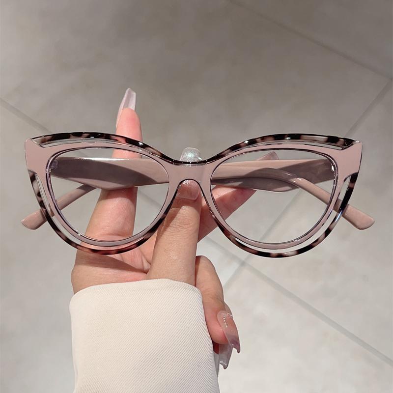 Hollowed Cat Eye Glasses Women Stylish Blue Light Blocking Eyewear Trendy Fashion Brand Design Patchwork Eyeglasses