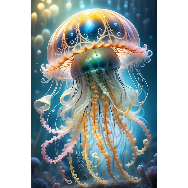 

DIY 5D Luminous Jellyfish Diamond Embroidery Painted Rhinestone Cross Stitch Home Decor 20x30cm