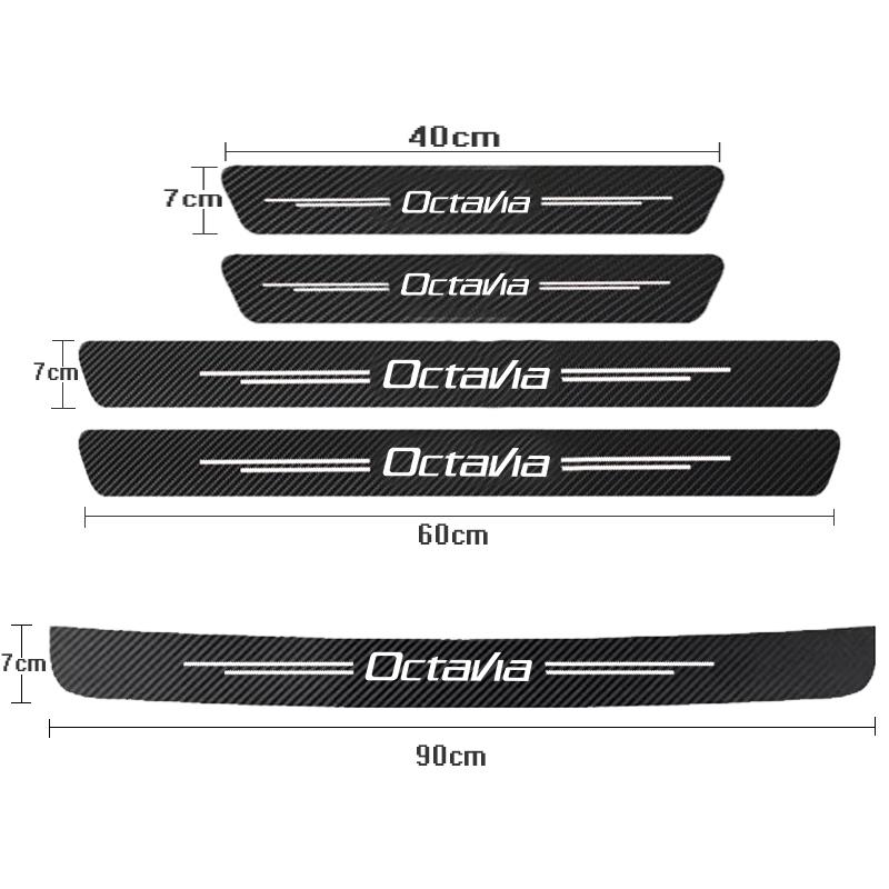 Carbon Fiber Car Door Sill Protector Trunk Bumper Pedal Anti Scratch Waterproof Decal Stickers For Skoda Octavia Emblem Roomster