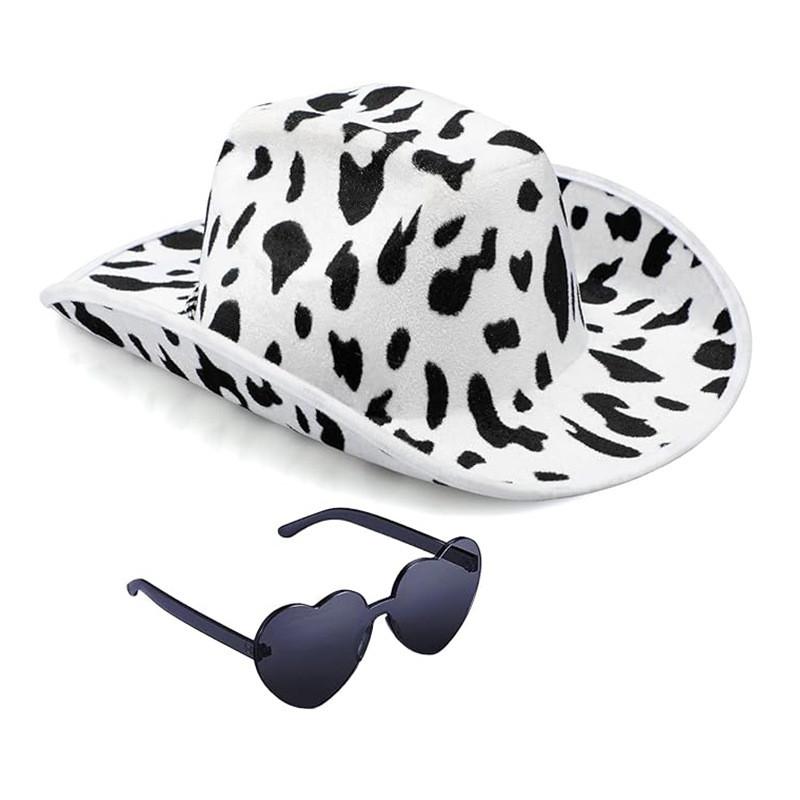 Cowboy Star Fivepointed Hat Set With Heart Glasses For Halloween Costume Party