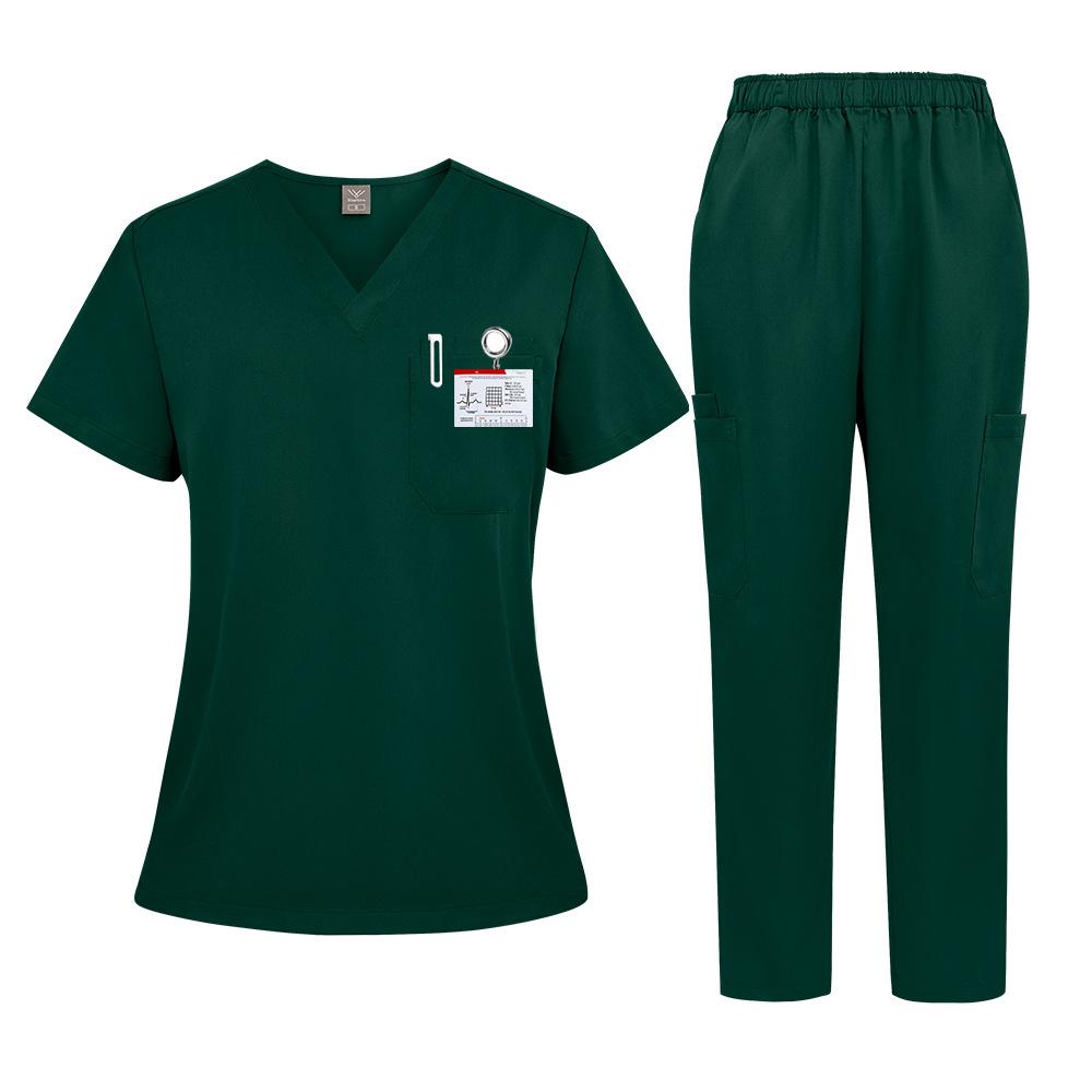 3Xl Men'S And Women'S Casual Loose Large Size Wind Hand Washing Clothes Doctor Nurse Clothes Work Clothes Solid Color Set Short Sleeves