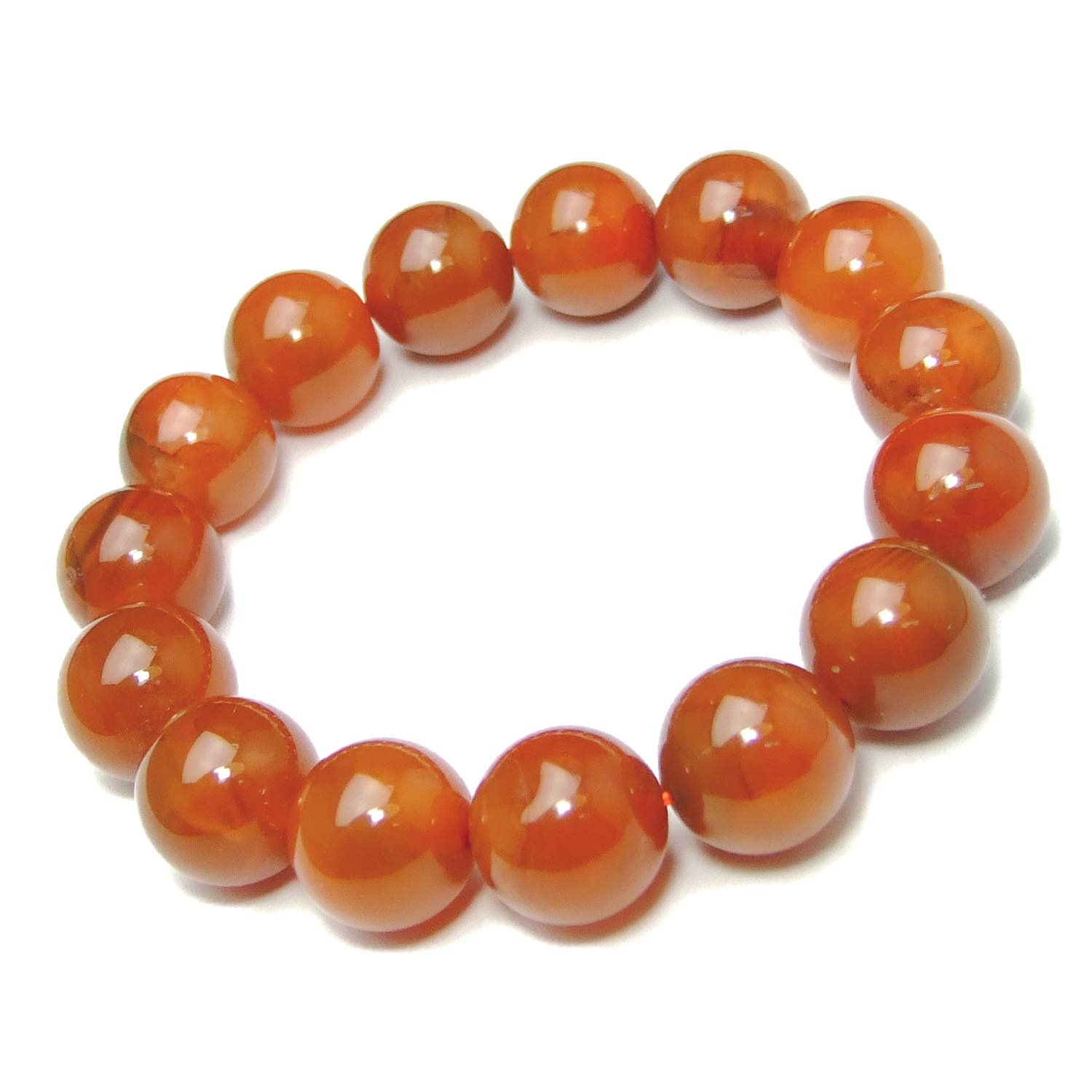 

[hinryo] 54366 15mm AAA Nan Horn Agate Bracelet, 19cm Inner Diameter, with Pouch, Brazilian Natural Stone, Power Stone