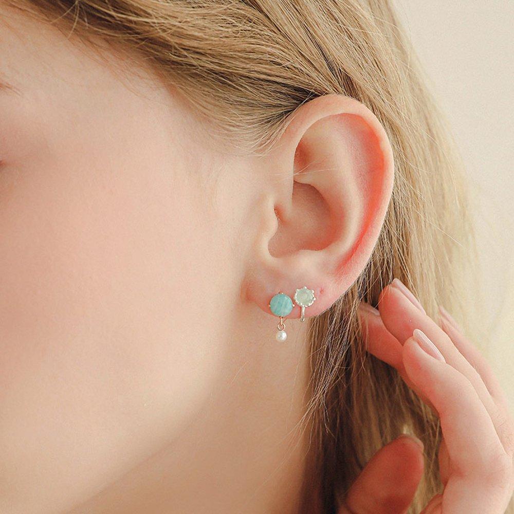 J.Lauren Aventurine Carnelian Silver One-Touch Earrings M03684
