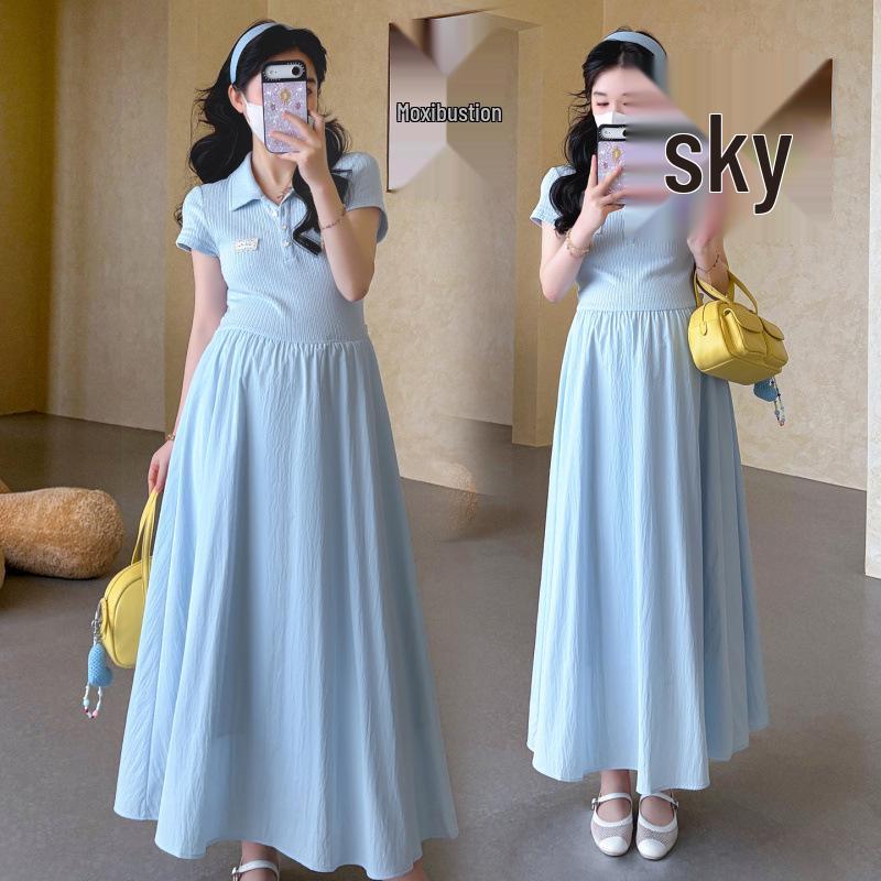 Elegant Summer 2026 Splicing Slimming Long Plus Size Dress L
