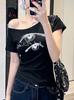 Korean Spice Girls Chic Design Sense Creative Printing Short Sleeve T-Shirt Women's Summer New Skinny Niche Top