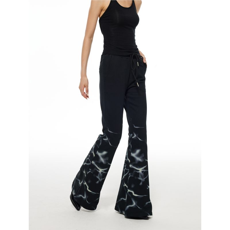 Print Elastic Waist Casual Black Y2g Sexy Sweatpants