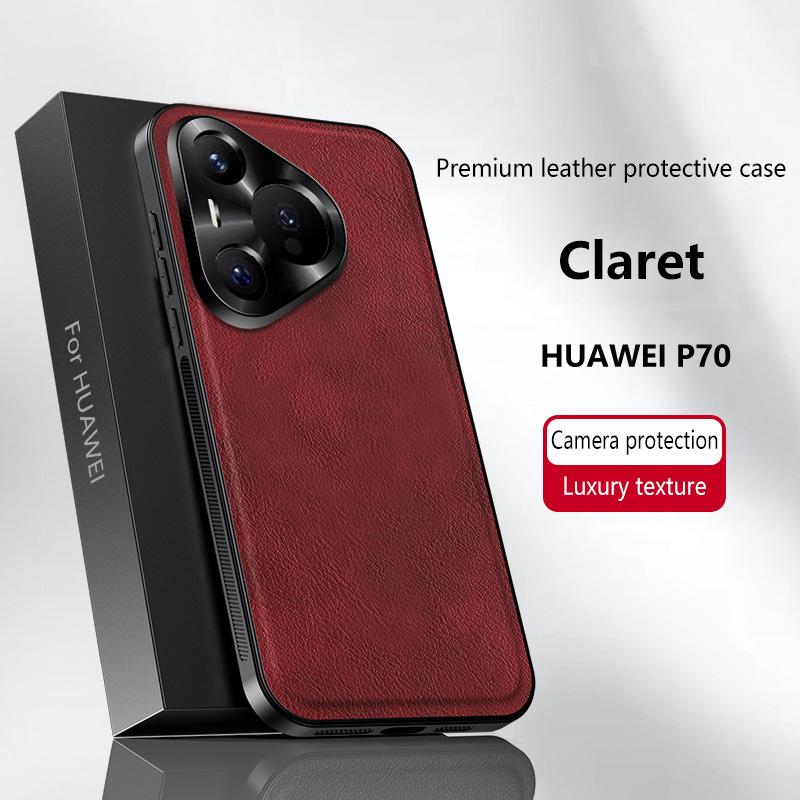 For Huawei Pura 70 P70 Case Magnetic Elegant Leather Wear-Resistant Lens Fully Covered Non-Slip Grip Edge Cover Shell