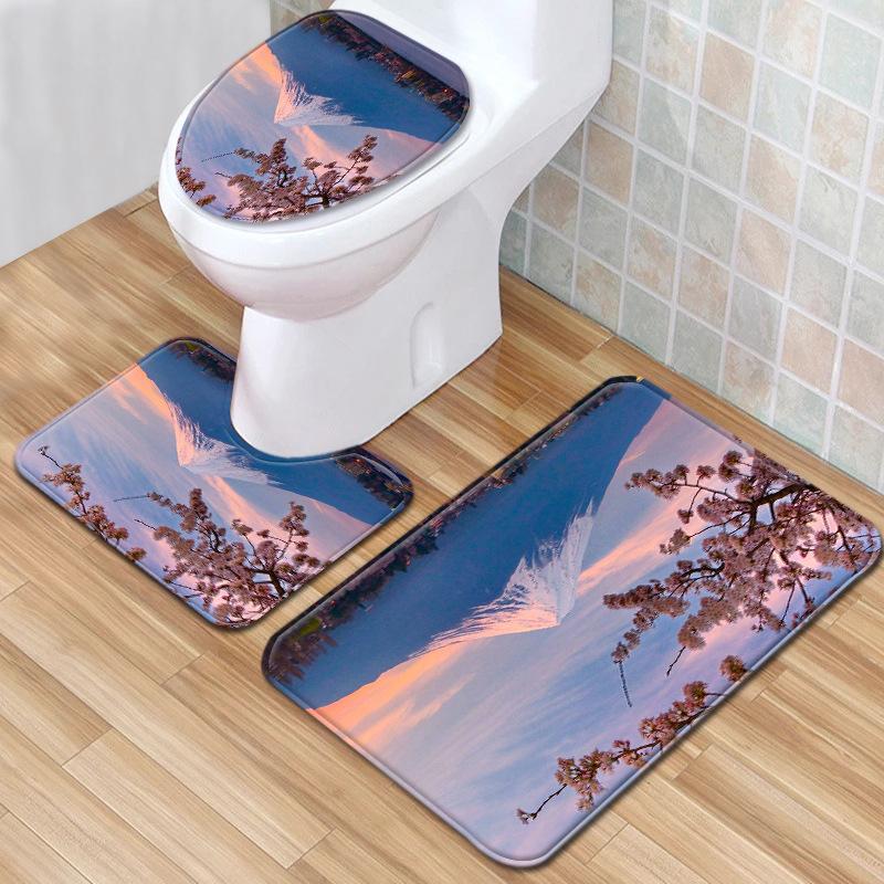 Landscape Bathroom Floor Mat Toilet Three-Piece Set